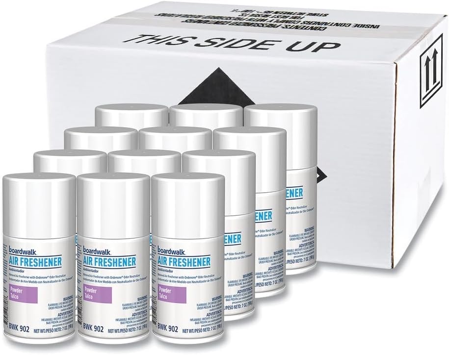 Boardwalk 1048762 7 oz. Aerosol Spray Metered Air Freshener Refill - Powder Mist (12/Carton)