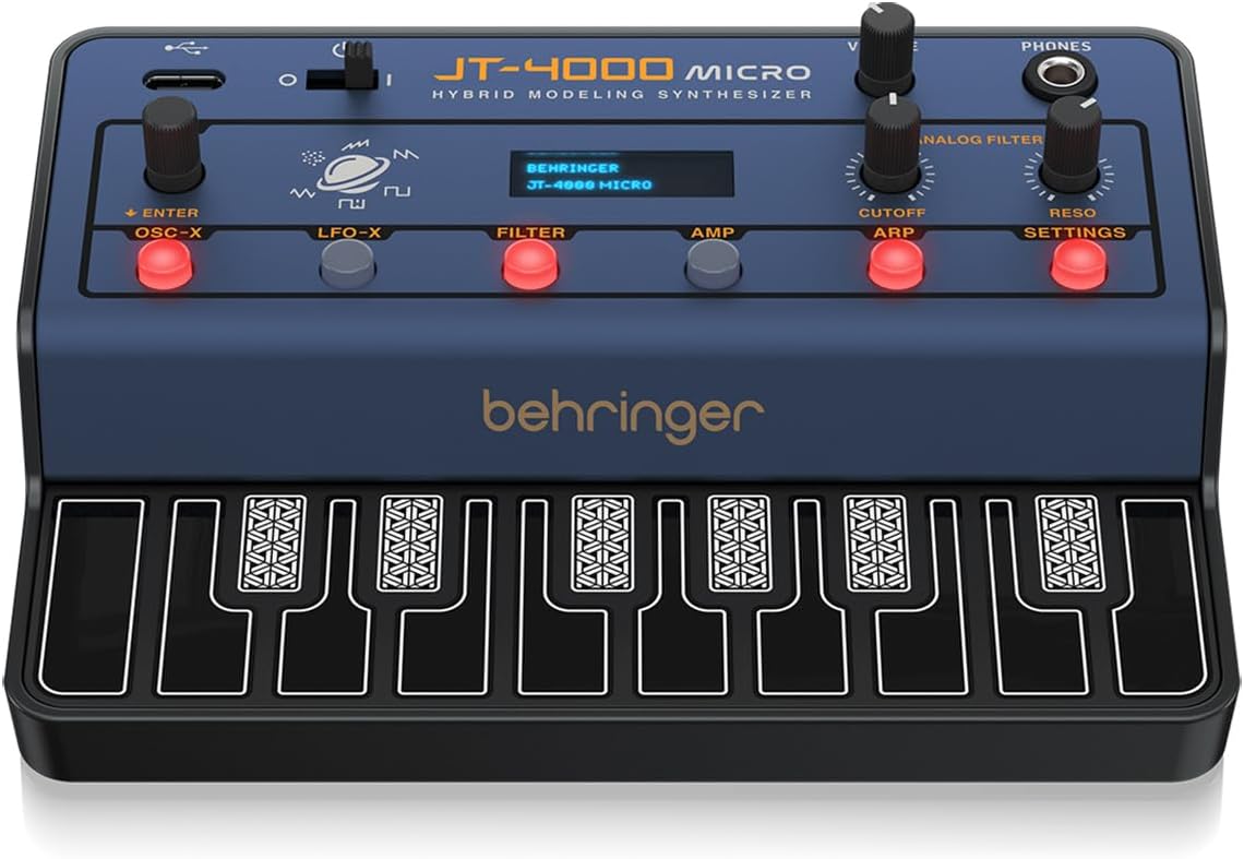 Portable 4-Voice Hybrid Synthesizer with 2 Analog Modeling Oscillators Per Voice, Multi-Mode Analog Filter, and Arpeggiator