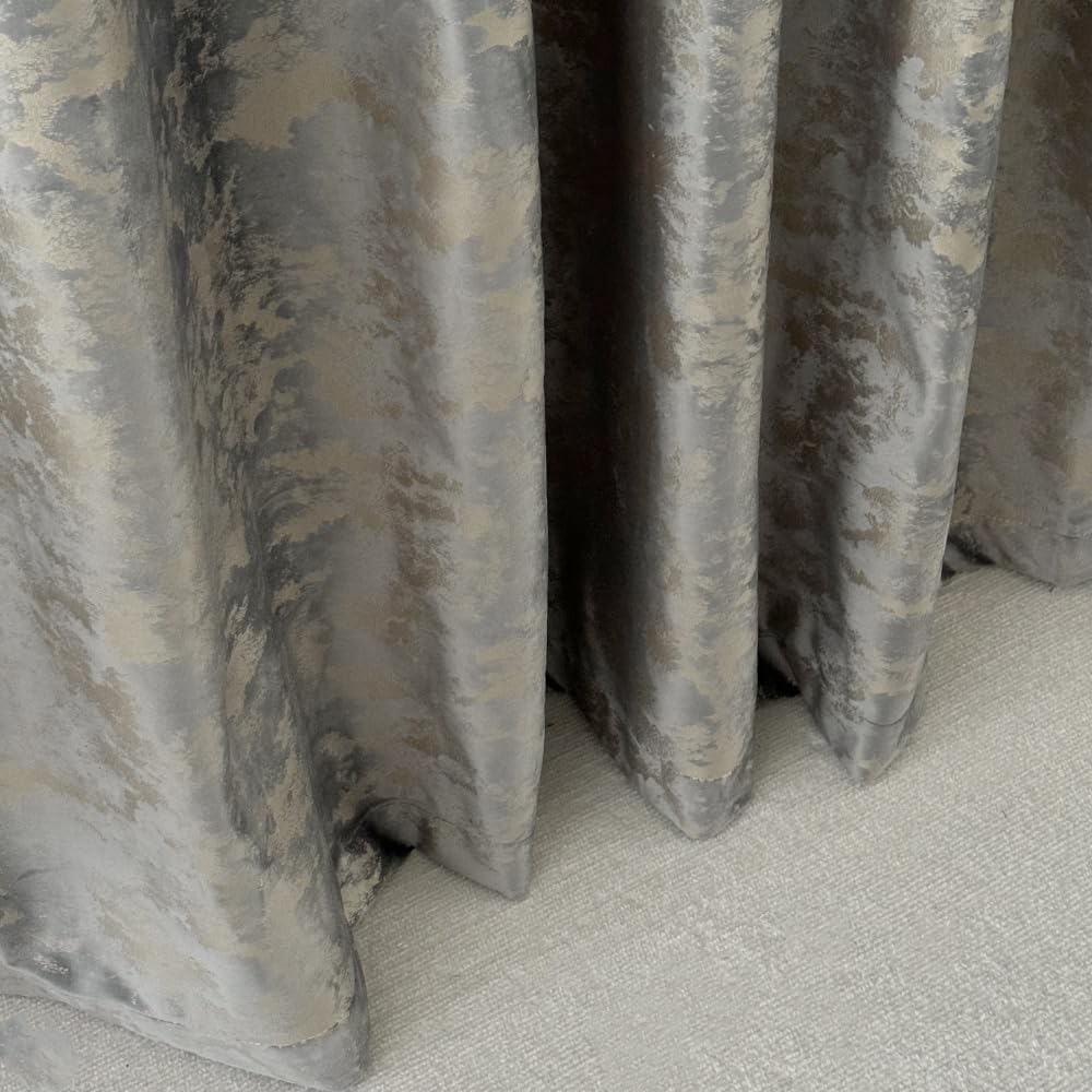 Amidoudou 1 Pair Nordic Style Luxury Velvet Curtains for Living Room Gray and Gold Bedroom Curtains (Gray,54x95 Inch)