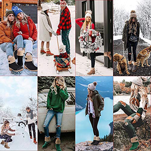VIMISAOI Winter Boots for Women, Comfortable Slip On Mid Chunky Heel Suede Warm Snow Ankle Boots Outdoor Shoes2