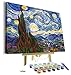 Paint by Numbers for Adults - Framed Canvas and Wooden Easel Stand - DIY Full Set of Assorted Color Oil Painting Kit and Brush Accessories - Van Gogh The Starry Night 12”x16