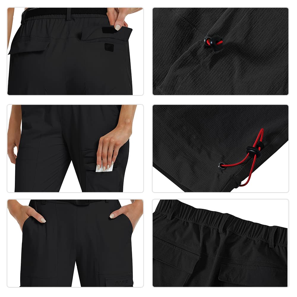 MoFiz Pantalones Trekking Mujer Ligeros Elasticos Cargo Pantalones de Trabajo Impermeable con Bolsillos Pants