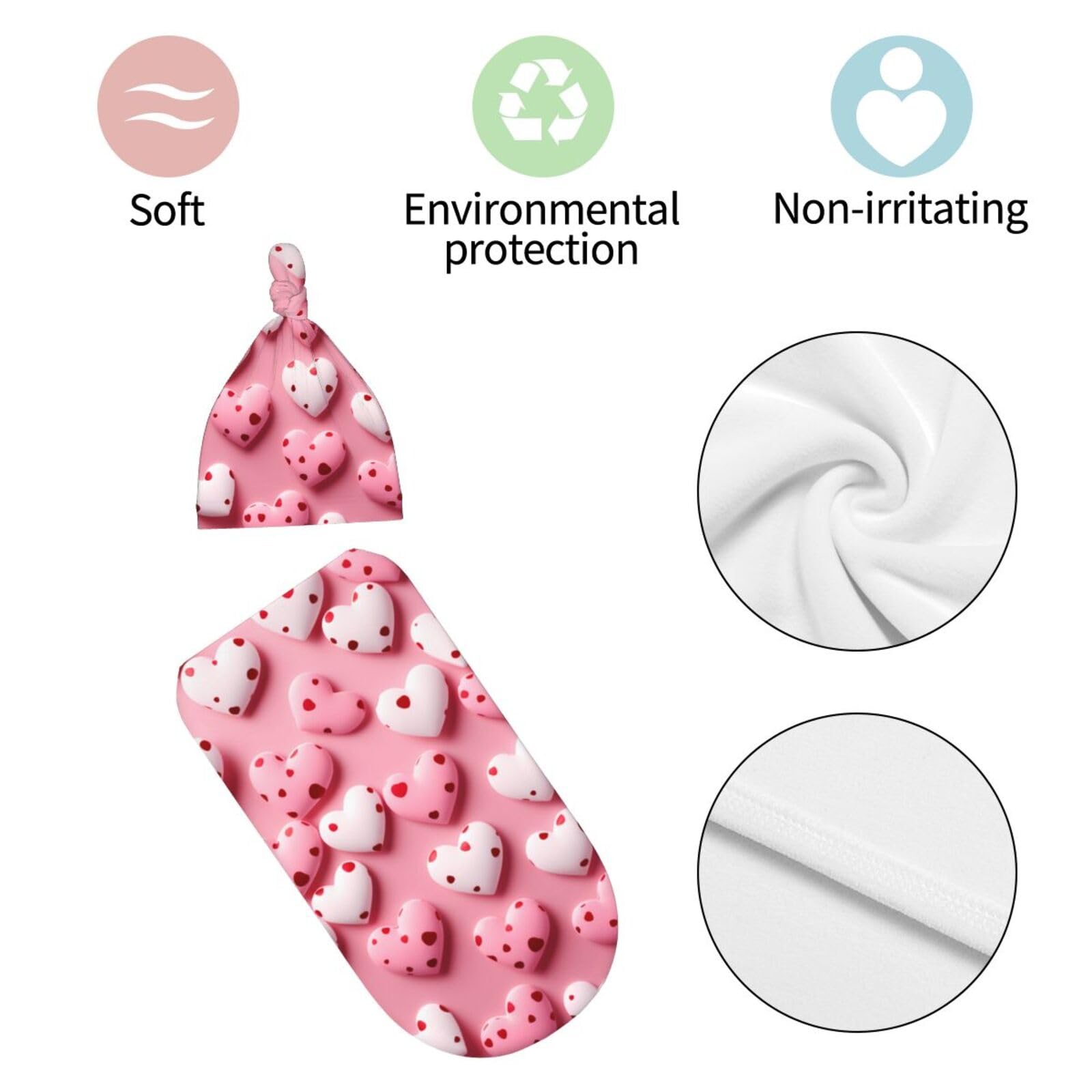 3d Cuore Swaddle Coperta E Cappello Set Per Neonati Avvolgere Accogliente Per Neonati Bambino Comfort 29x53 cm