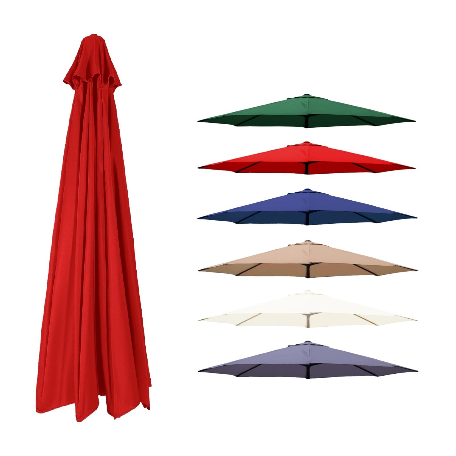 Replacement Parasol Covers Replacement Waterproof Sunshade Umbrella Cover Canopy Shade Outdoor Garden Polyester Umbrella Canopy Cover for Beach Patio Yard 2/2.7/3.0m(Color:Red,Size:2.7m 6 Ribs)
