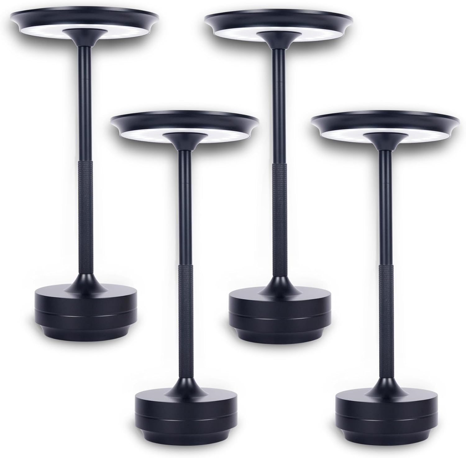 2 Pack Cordless Table Lamps Rechargeable, Portable Battery Operated Lamp, Stepless Dimming LED Table Light with Memory Function, for Outdoor/Dinner/Patio/Restaurant - Gun Metal