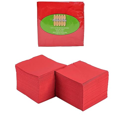 Miniatura 3 de Perfect Stix Servilletas de cóctel rojas desechables de 3 capas, servilletas de bebidas rojas perfectas para fiestas de Navidad, bodas o uso diario,