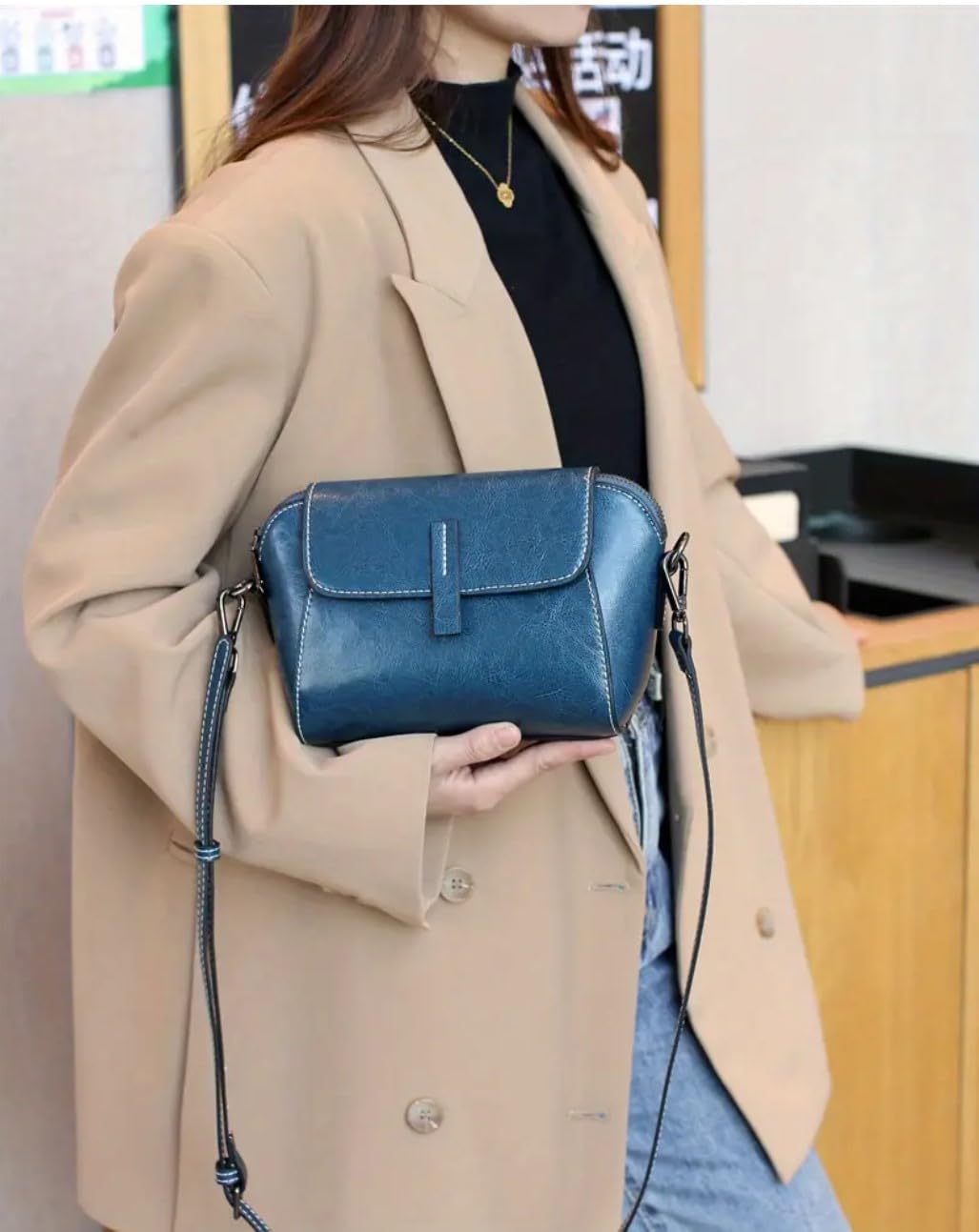 Genuine Leather Mini Small Crossbody Shoulder Bag for Women, Real Cow Leather Handbag Purse