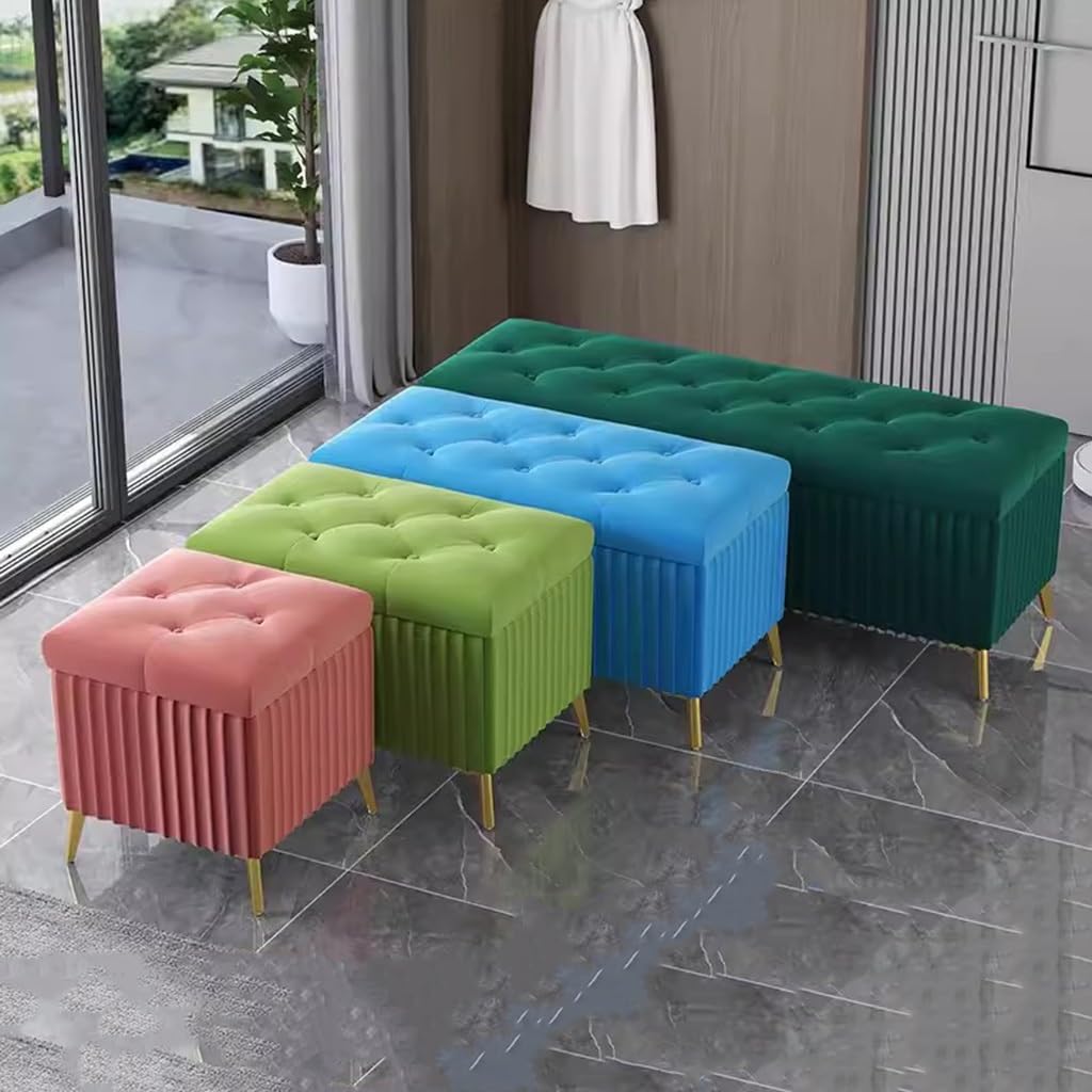 Ottomane Mit Samtknöpfen, Für Band-Wohnzimmer, Moderner Fußteilsitz, Grün, 180 cm