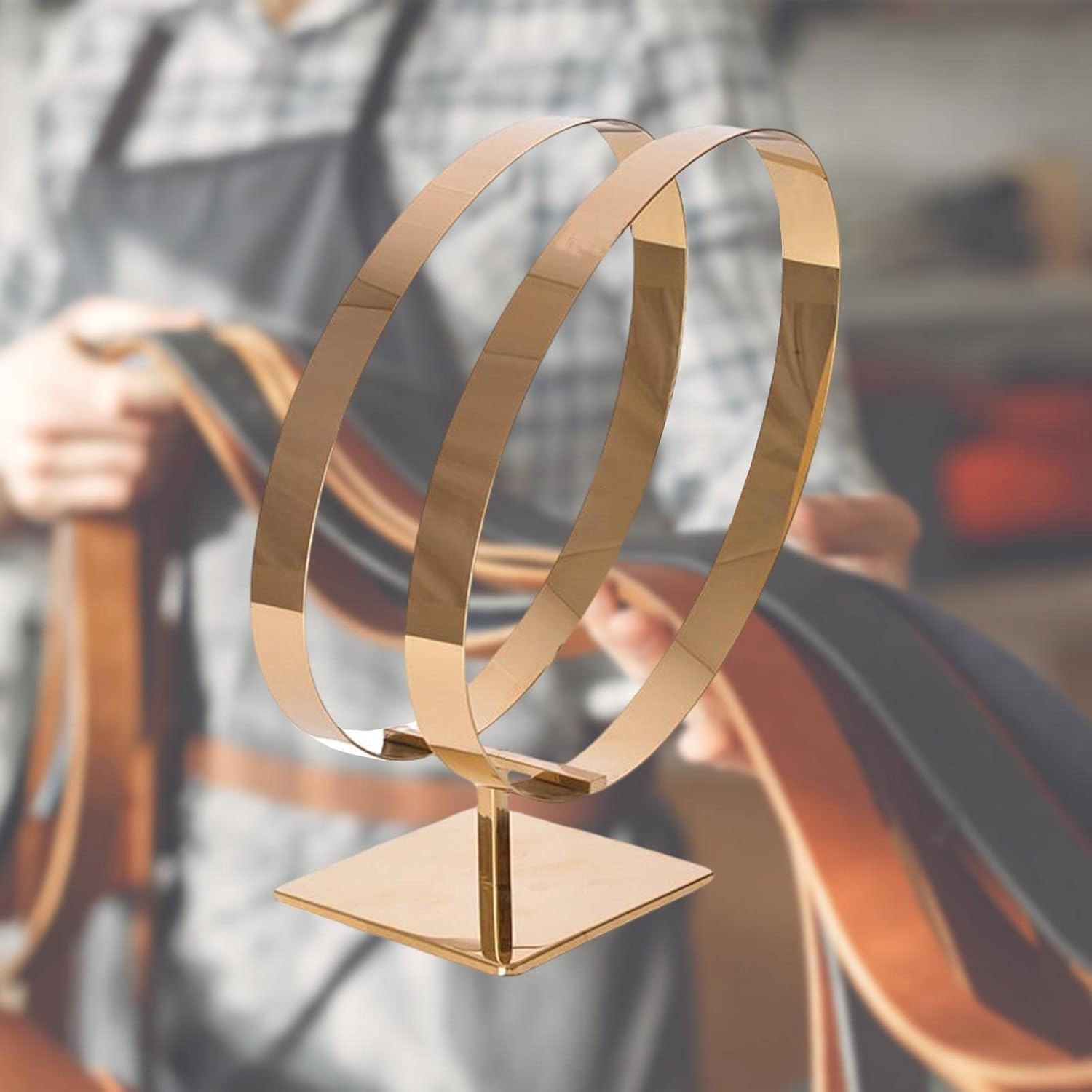 Belt Display Stand Stainless Steel Organizer Rack Holder Space Saving Shelf Storage Decorative Design Suitable for Women Men Home Bedroom Closet Store, Titanium Color