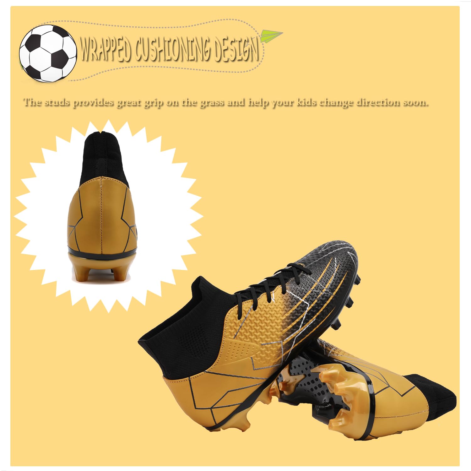 Scarpe da calcio per ragazzi Scarpe da calcio per bambini e ragazze scarpe da ginnastica per attività all'aperto antiscivolo allenamento professionale scarpe da calcio per adolescenti scarpe