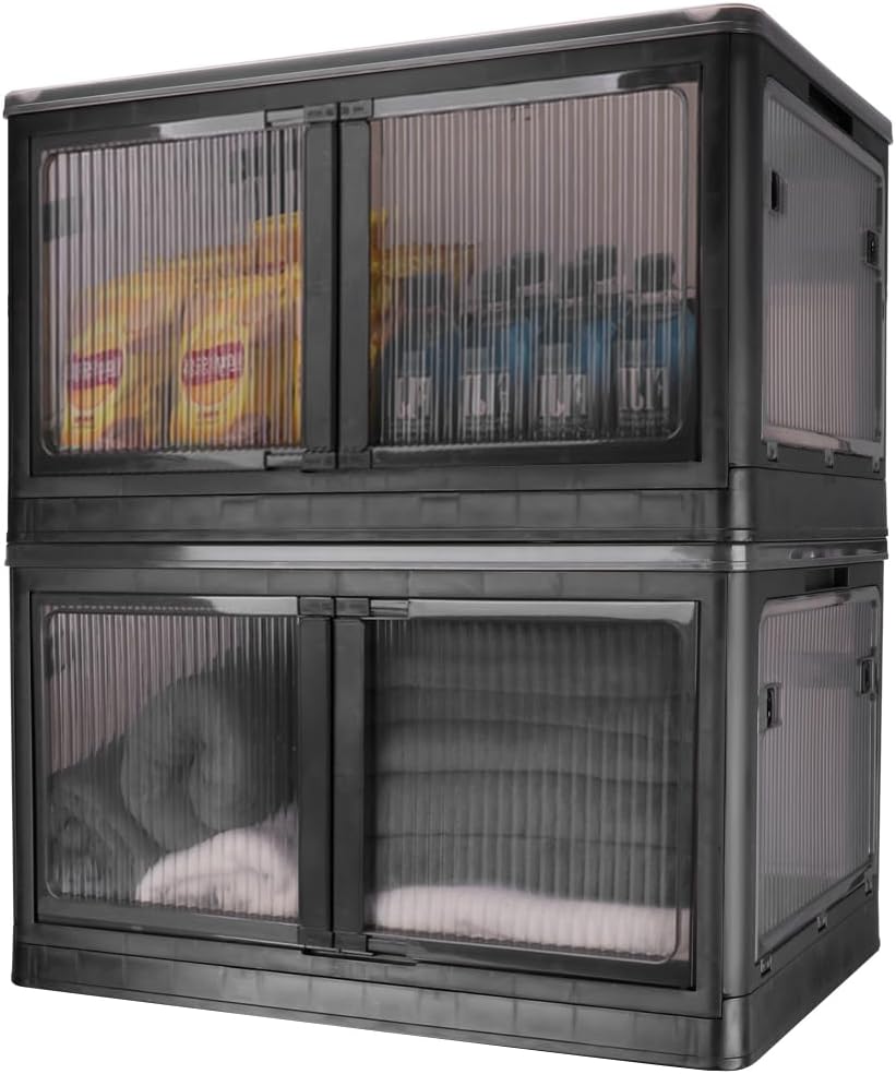 serapy Large Plastic Storage Bins with Lids, Foldable