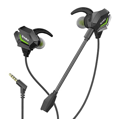 Gaming wired earphones with detachable dual boom mic