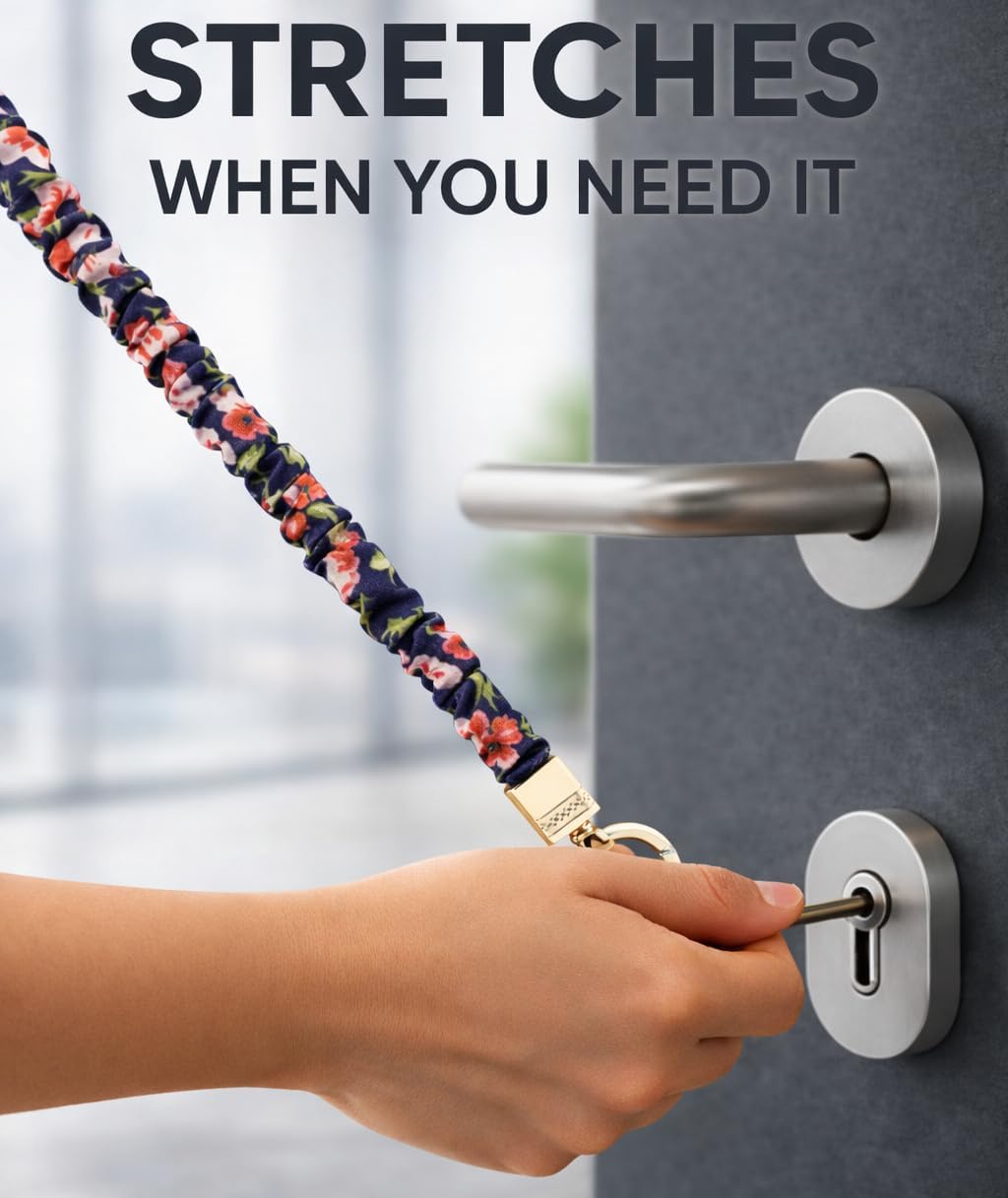 Teacher Scrunchie Lanyard for ID Badge, Thin Stretchy Elastic Neck Keychain, Cute Hands Free Accessory for School - Image 5