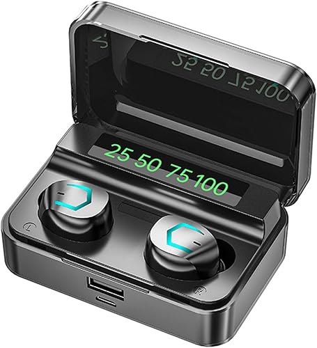 OAVQHLG3B Auriculares inalámbricos Bluetooth intraurales con Bluetooth 5.2 con pantalla LED de graves profundos IPX7 para deporte y trabajo