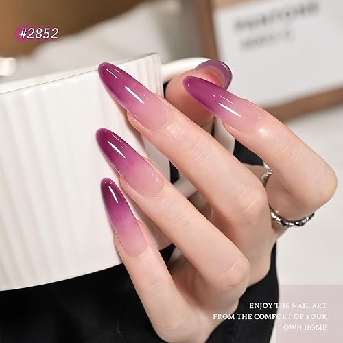 Miniatura 38 de GAOY Juego de 23 esmaltes de uñas de gel, colores otoñales, marrón, rojo, verde, purpurina, kit de uñas de gel de curado con luz UV, capa superior