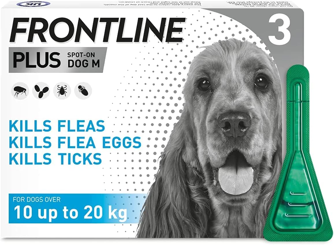 FRONTLINE Plus Flea & Tick Treatment for Medium Dogs (10-20 kg) - 3 Pipettes