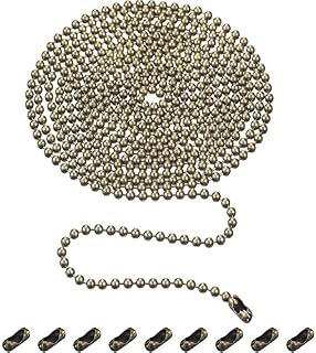 Shappy Beaded Pull Chain Extension with Connector, 10 Feet Beaded Roller Chain with 10 Matching Connectors (3.2 mm, Bronze B)
