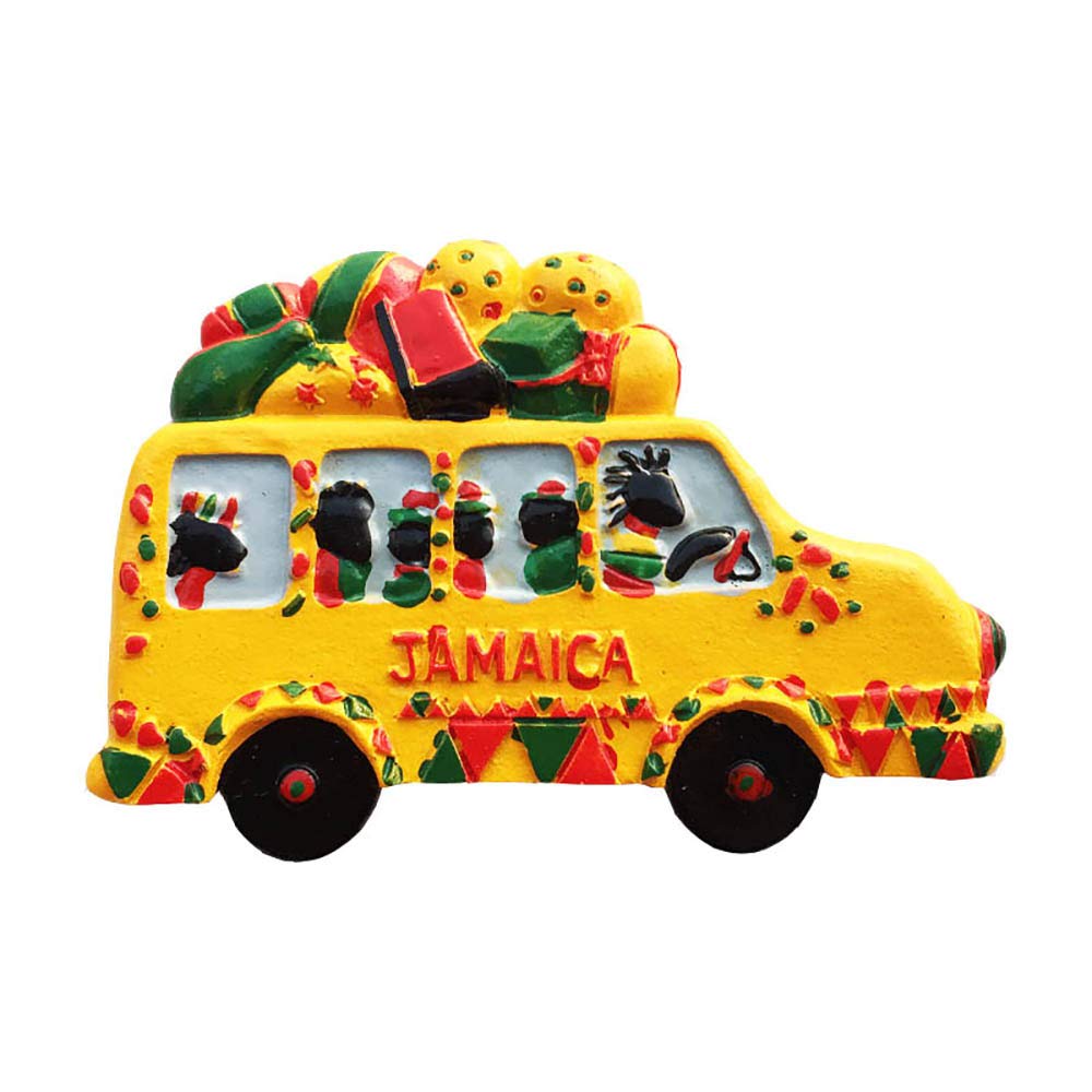 Wedarego Jamaica Wedare Magnet Souvenir Bus 3D Fridge Magnet Souvenir Gift,Handmade Home & Kitchen Decoration Refrigerator Magnet Collection, 5 × 7.5 Cm