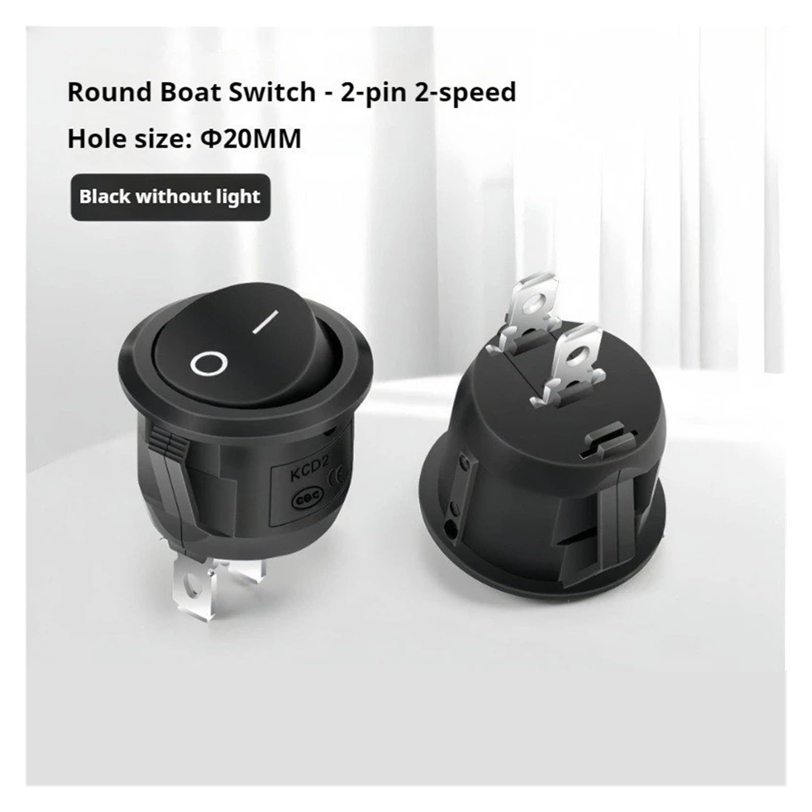 Lot de 10 interrupteurs à bascule ronds marche/arrêt à 2 broches 15 mm 3 A 250 V 6 A 125 V pour voiture, camping-car, bateau