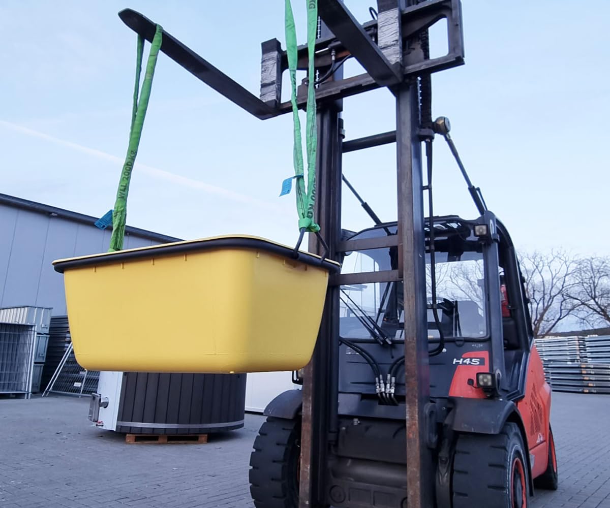 2X Systafex 200 Liter Mörtelmulde gelb kranbar frostbeständig umlaufendedr Stahlrahmen mit GS-Siegel Mörtelwanne Mörteleimer