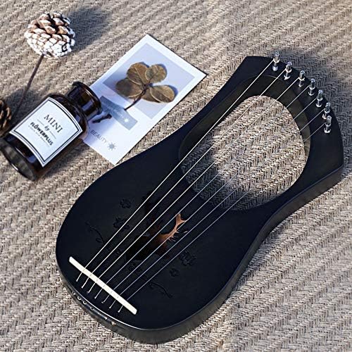 QuTess Lyre Harp 7 Strings Mahogany Wood String Instrument Lyra Harps Lyre Harfe Perfect for for Beginner Music Lovers Birthday Gift