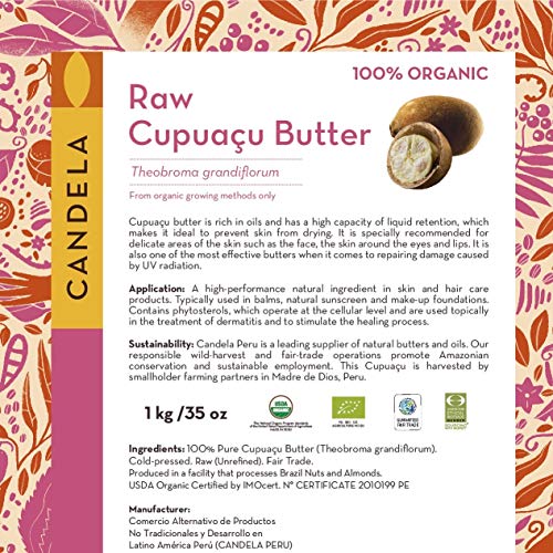 Candela 1kg (2.2lbs) Organic Raw Cupuaçu Butter. 100% Pure. Fair Trade Peru.