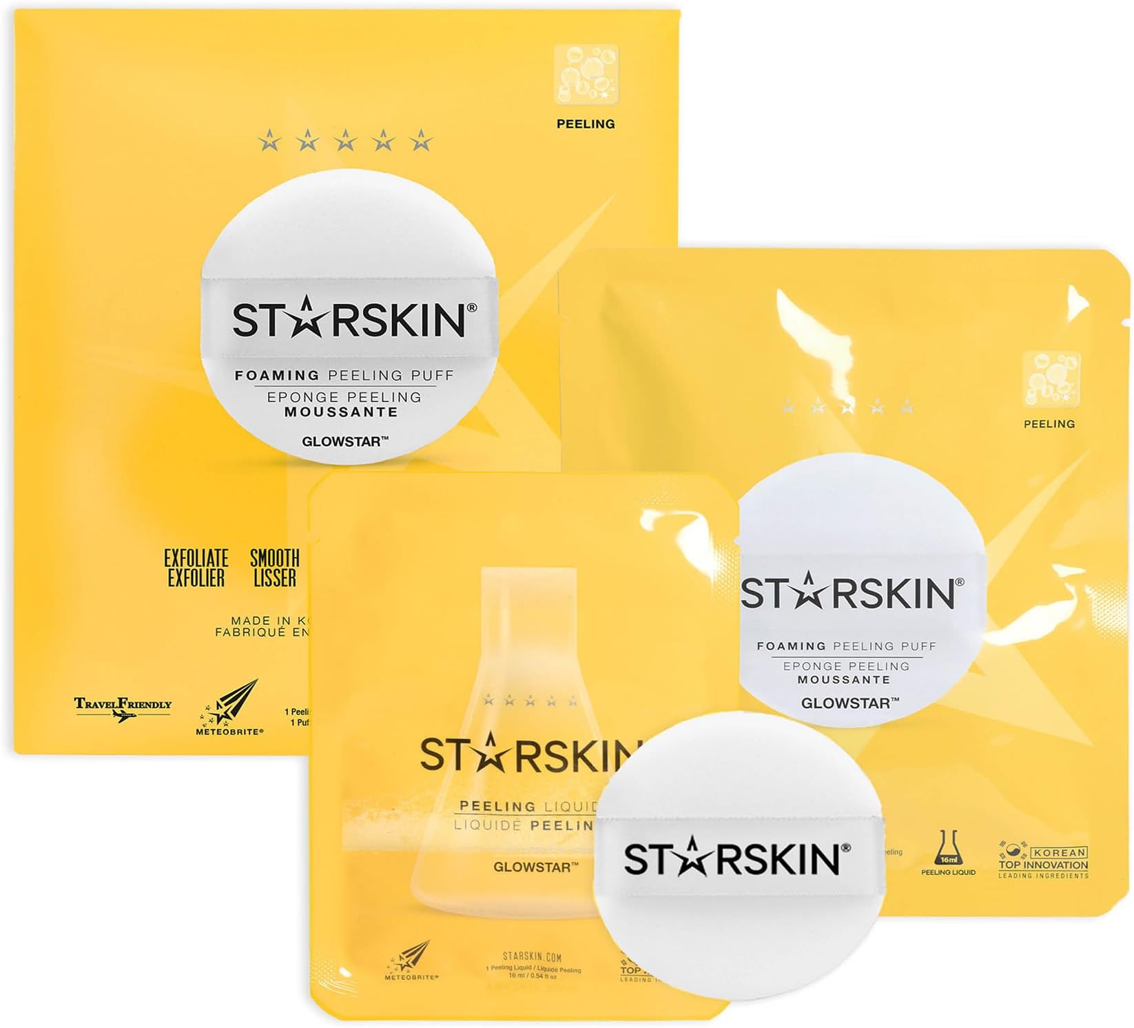 Glowstar, Facial Radiance Pads with Lactic and Glycolic Acid, AHA Exfoliant infused with Vitamin C Serum, Face Peeling Puff, Optimal for Soft Scrub, K Beauty Skincare