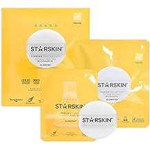 STARSKIN Glowstar, almohadillas radiantes faciales con &aacute;cido l&aacute;ctico y glic&oacute;lico, exfoliante AHA con suero de vitamina C, hojaldre para pelar la cara, &oacute;ptimo para un exfoliante suave, cuidado de la piel K Beauty