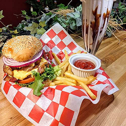 Oomcu 200 Sheets Red And White Checkered Dry Waxed Deli Paper Sheets, Paper Liners For Plastic Food Basket, Special For Wrapping Bread And Sandwiches(11.5''X11.5'') #TOP4