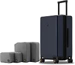 LEVEL8 Elegance Carry On Luggage, 20 Inch Hardside Suitcase with 4-Set Packing Cubes, TSA Lock, Spinner Wheels, Olive Green, 20-Inch