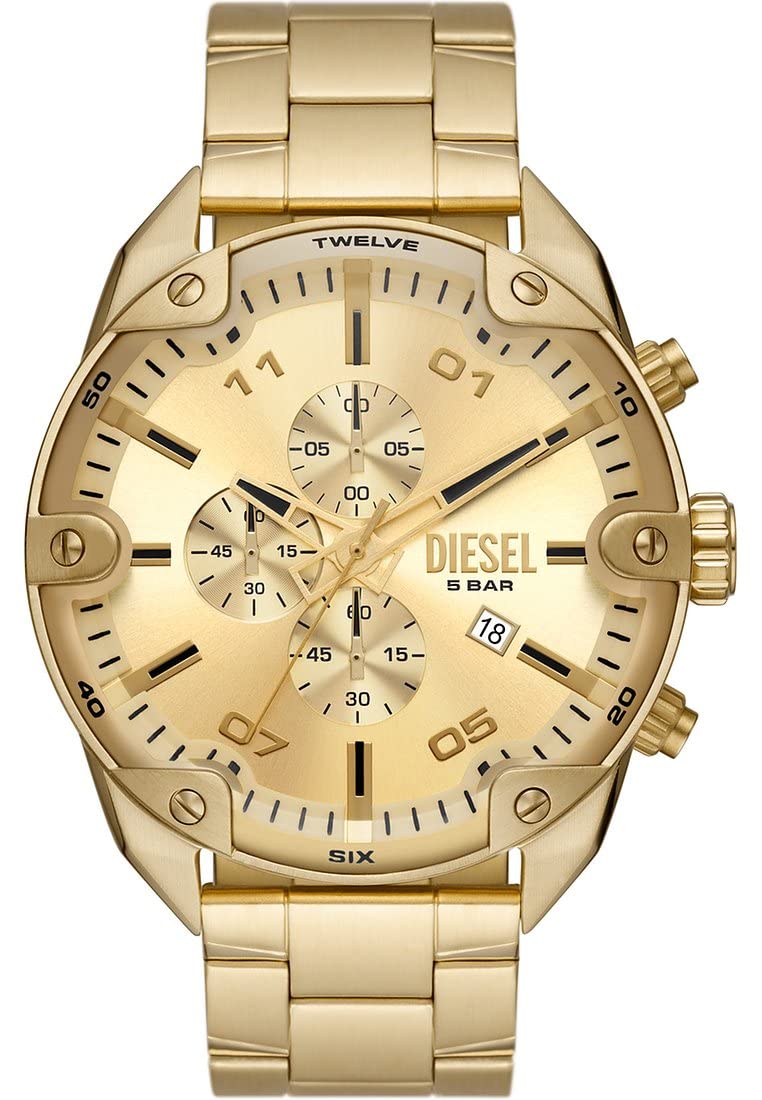 Diesel Spiked Uhr für Männer, Quarz-Chronographenwerk mit Edelstahlarmband