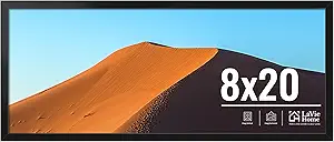 LaVie Home 8x20 Picture Frame for Wall Display, 8x20 Black Picture Frame with HD Plexiglas, 8 x 20 Frame 1 Pack, Display Frame for Vertical or Horizontal, Classic Collection