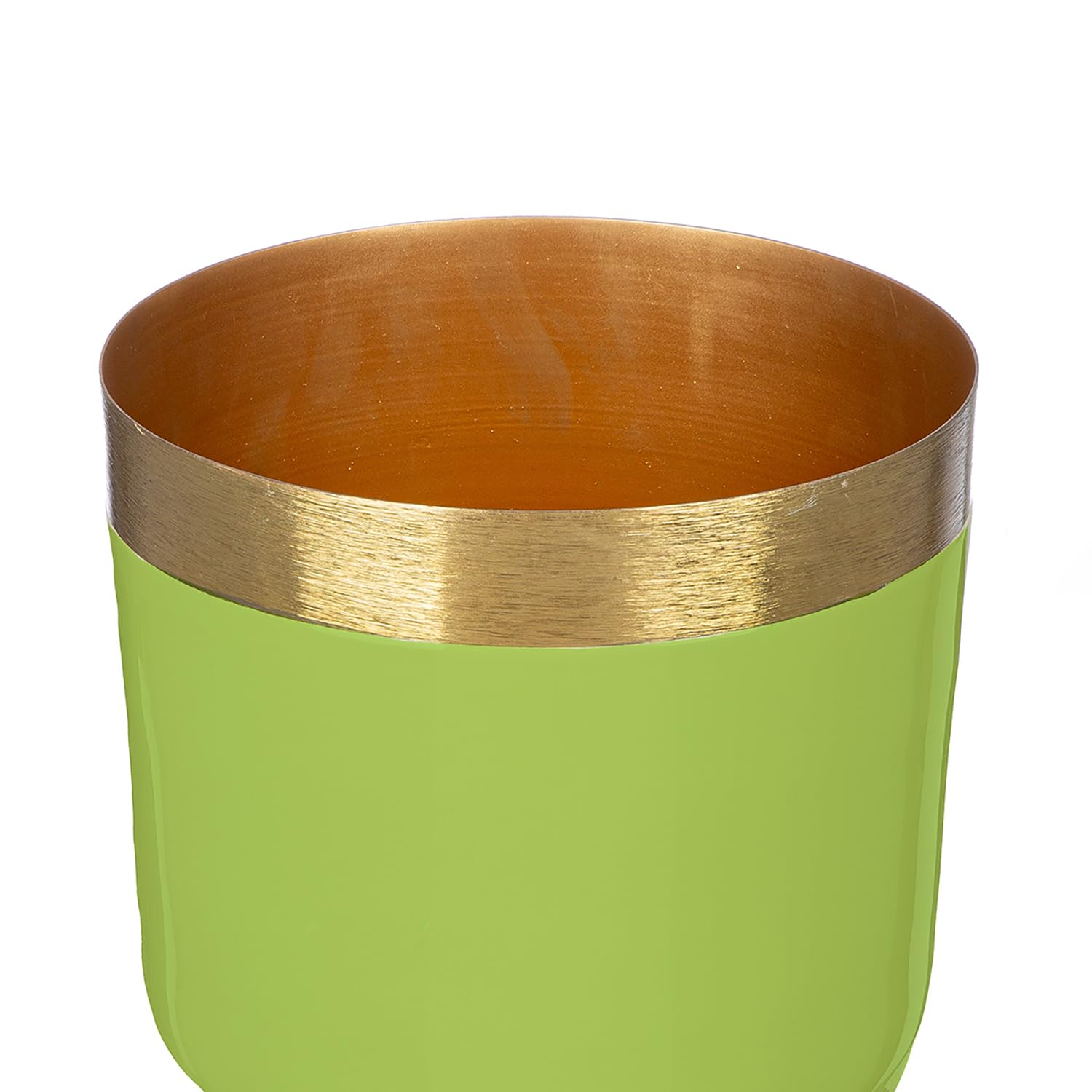 GILDE Vase Roro - Metall - grün glänzend - Höhe 31cm x Ø 18cm - Blumenvase