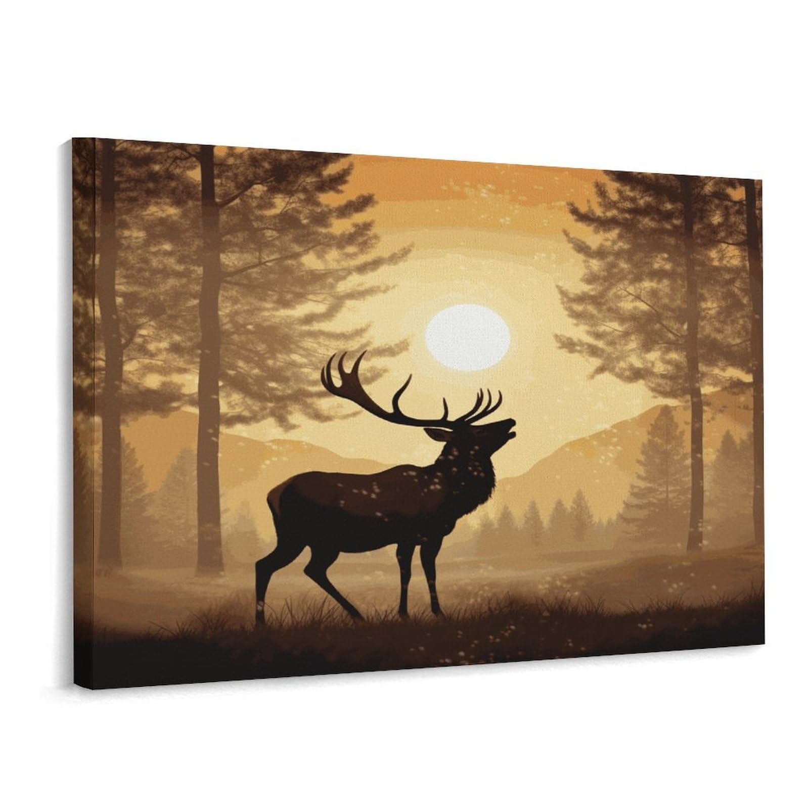 Fodpand Frame-Style Elk Artwork Bathroom Wall Art Canvas Prints, Artwork For Walls For Living Room Hallway Stair Office Wall Decor, Pictures Home Decor 15.7X11.8 Inch