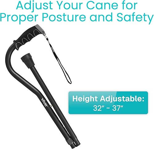 Miniatura 3 de Vive Bastón de caminar para mujeres, hombres, ancianos, agarre compensado patentado, ayuda ligera y ajustable para caminar con una punta Negro