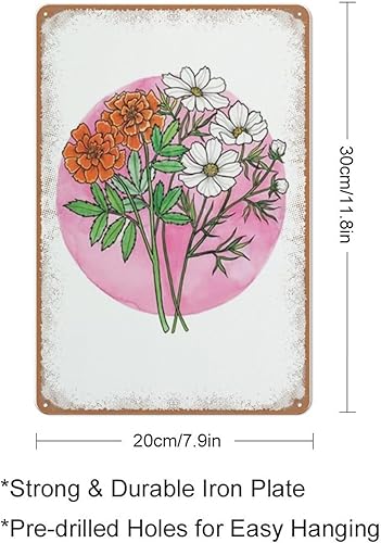 Miniatura 2 de Allijune Impresión de flores de nacimiento de octubre, arte de cumpleaños, arte de caléndulas de acuarela y cosmos, regalo para recién nacido,