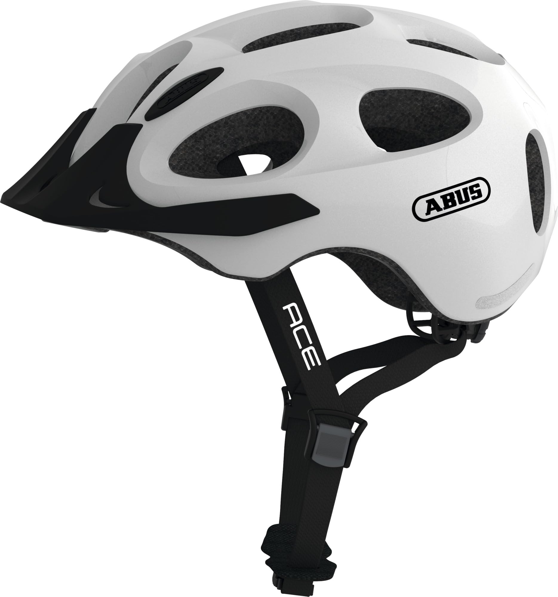 ABUS Casco urbano Youn-I ACE - con luz trasera LED integrada - casco para bicicleta de uso diario - para hombres y mujeres - blanco brillante, S (48-54 cm) | Casco Unisex Adulto, Sistema Zoom Evo Adult, 17 Entradas de Ventilación, Carcasa EPS y PC