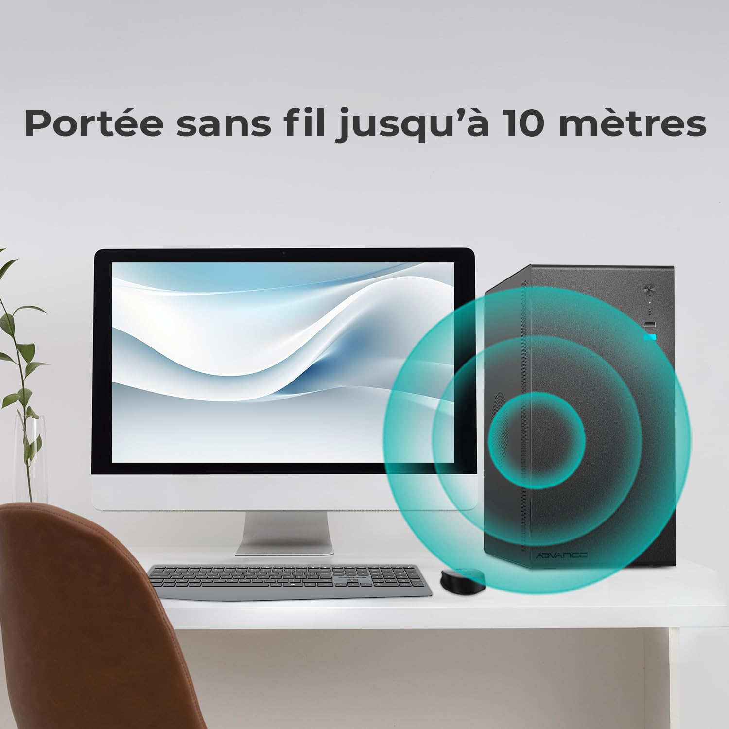AD ADVANCE - X-Type, Ensemble Clavier Souris sans Fil Silencieux pour PC, Souris 1600 DPI, Clavier AZERTY, 112 Touches X Ciseaux, 12 Raccourcis Multimédias, Bouton Copilot AI, Hauteur Réglable, Noir