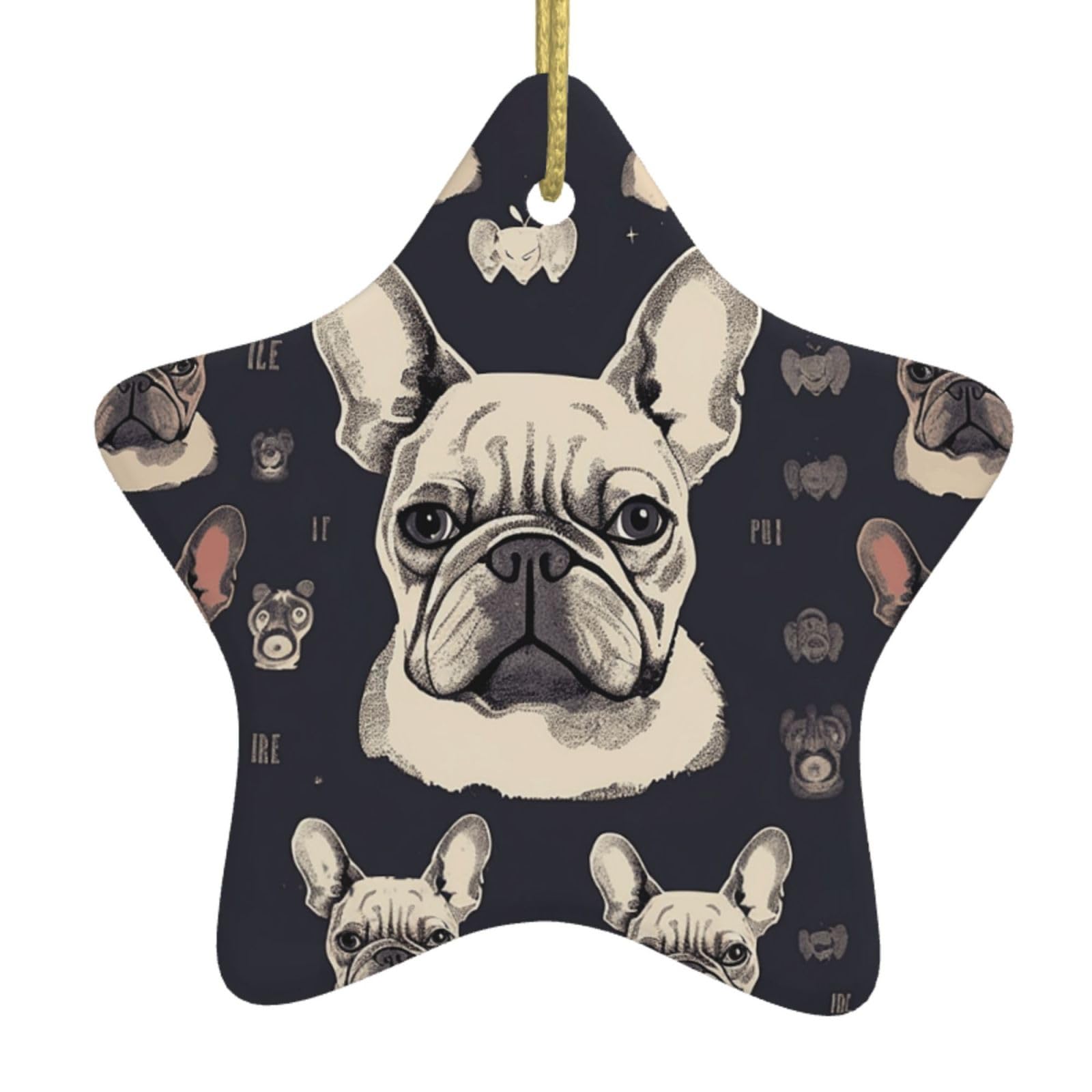 Fodpand Women's White I Love French Bulldog Christmas Ornaments 2025, Gift Exchange For Men, Collectible Ceramic Ornament Star Hanging Ornaments For Christmas Tree Decoration