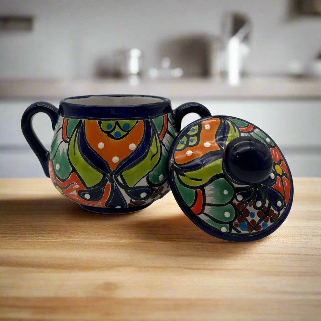 Handmade Talavera Sugar Jar | Mexican Ceramic Kitchen Pot