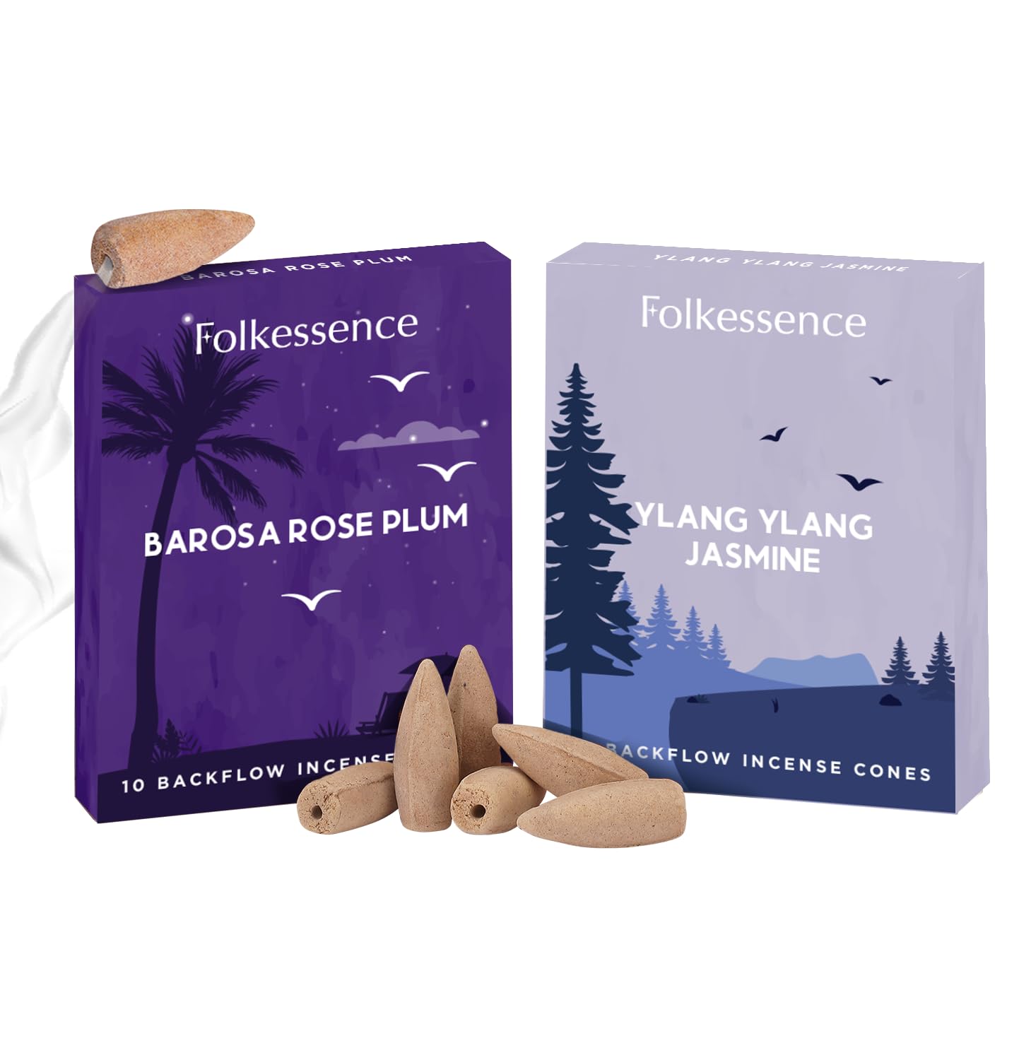 Folkulture Sleep Backflow Incense Cones (20 Cones) | Set Of 2 Waterfall Insence Cones For Calm & Relax,Deep Aromatherapy | No Charcoal, Organic, Non Toxic Ylang Ylang & Jasmine Scented Inscents-Cones