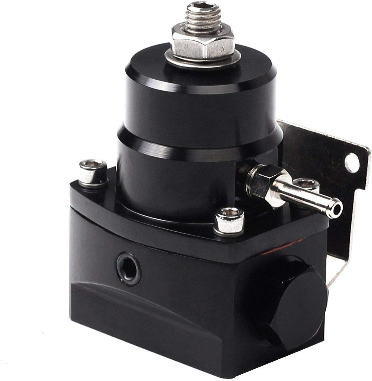 Universal Adjustable EFI Aluminum Fuel Pressure Regulator Kit w/ 0-160 psi Gauge AN6-6AN Fuel Line Hose Fittings Black