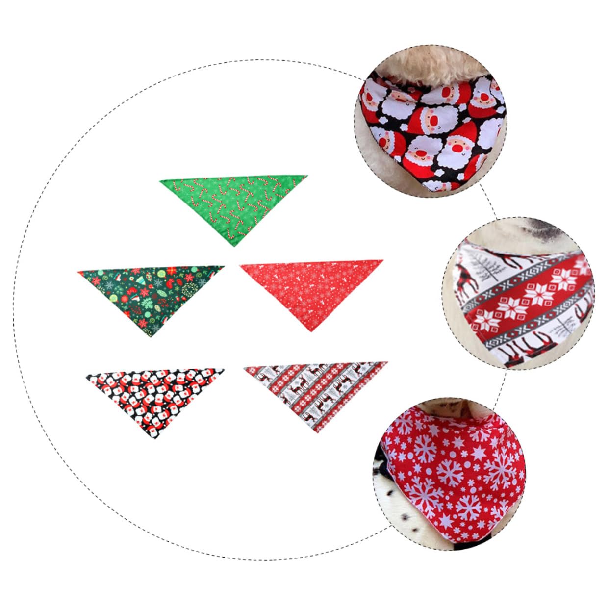 Mipcase 15pezzi Bandana Natalizia per Scarf Triangolare Facile Indossare e Lavabile Accessorio per