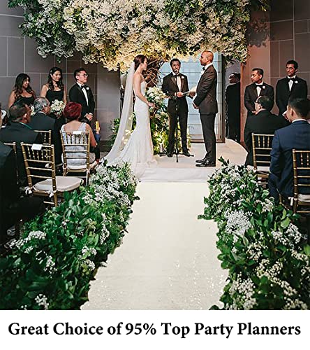 ShinyBeauty 2FTX15FT-Gangläufer Hochzeits-Elfenbein Sparkly Carpet Runner für Hochzeits- / Weihnachts- / Thanksgiving-Dekor (90x450cm) (2FTx15FT, Elfenbein)