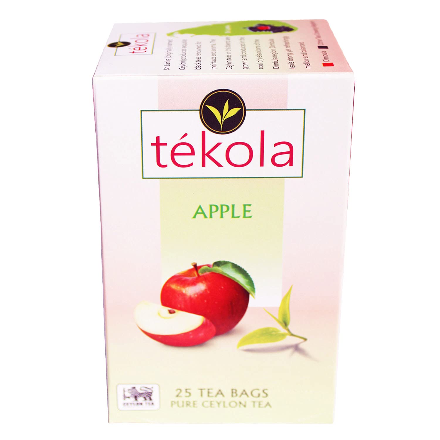 tekola, Ceylon Black Tea, Apple. A premium blend of 100% pure Ceylon Tea with apple flavor. Full-bodied and soothing, with the sweet snap of crisp apple, 25 Count (Pack of 6)