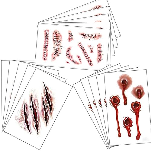 Miniatura 6 de Tatuaje de cara temporal de estrellas, estrellas falsas para adultos, niños, accesorios y fiestas de disfraces de Halloween, 15 hojas