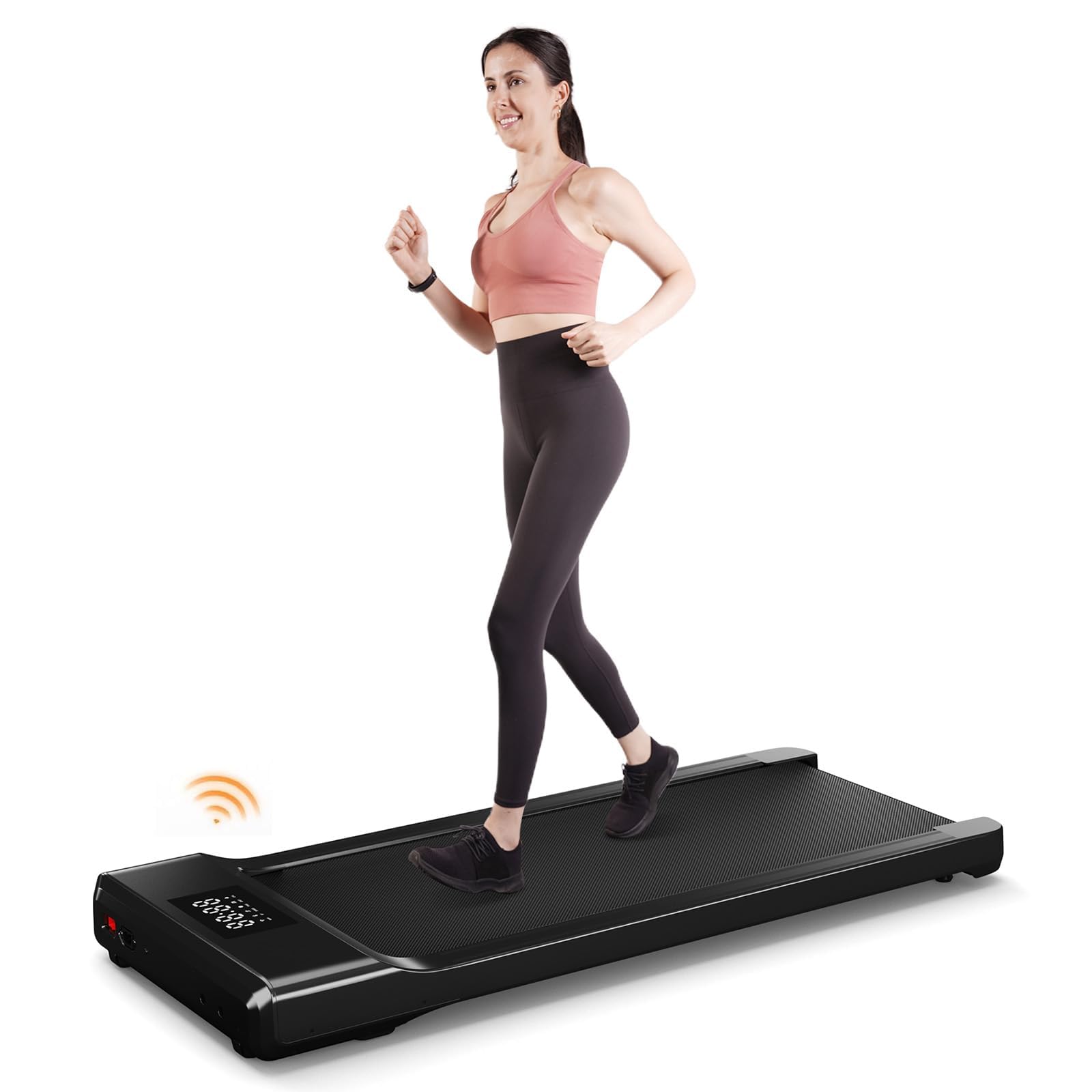 DeerRun 2025 Upgrade Walking Pad, Smart Under Desk Treadmill for Home Office, No-Assembly Treadmills with APP and Remote Control, LED Display, 2.5 HP Quiet Walking Jogging Machine, 300 lbs Capacity