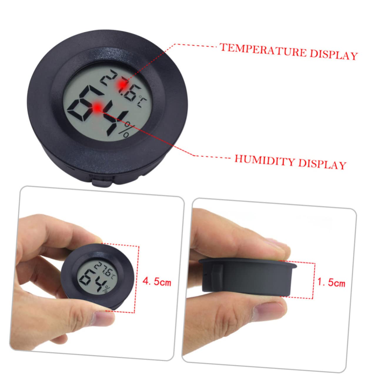 UPKOCH 2 Ensembles Thermomètre Humidité Température Reptile -hygromètre Reprile Temperter Humidide Gauge Hydromètre Numérique Fournitures De Mycologie Plastique Noir 7 Pièces * 2