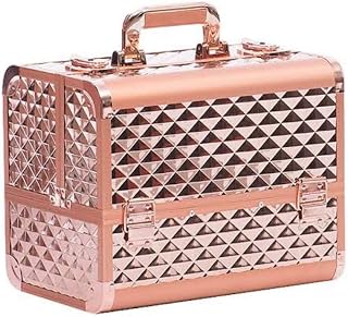 Adson Professional Beauty Makeup Cosmetic Vanity Case (Diamond Cut Smoke Rose Gold) Price In India