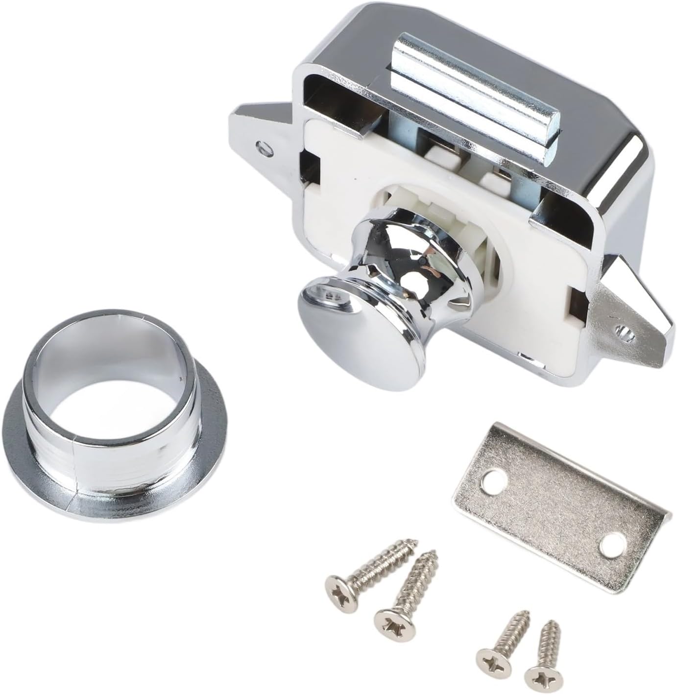 1pc Drawer Lock Mechanism for Motorhome Caravans Secure Fastening Solution for Cabinet Drawers in Mobile Environments (Chrome)